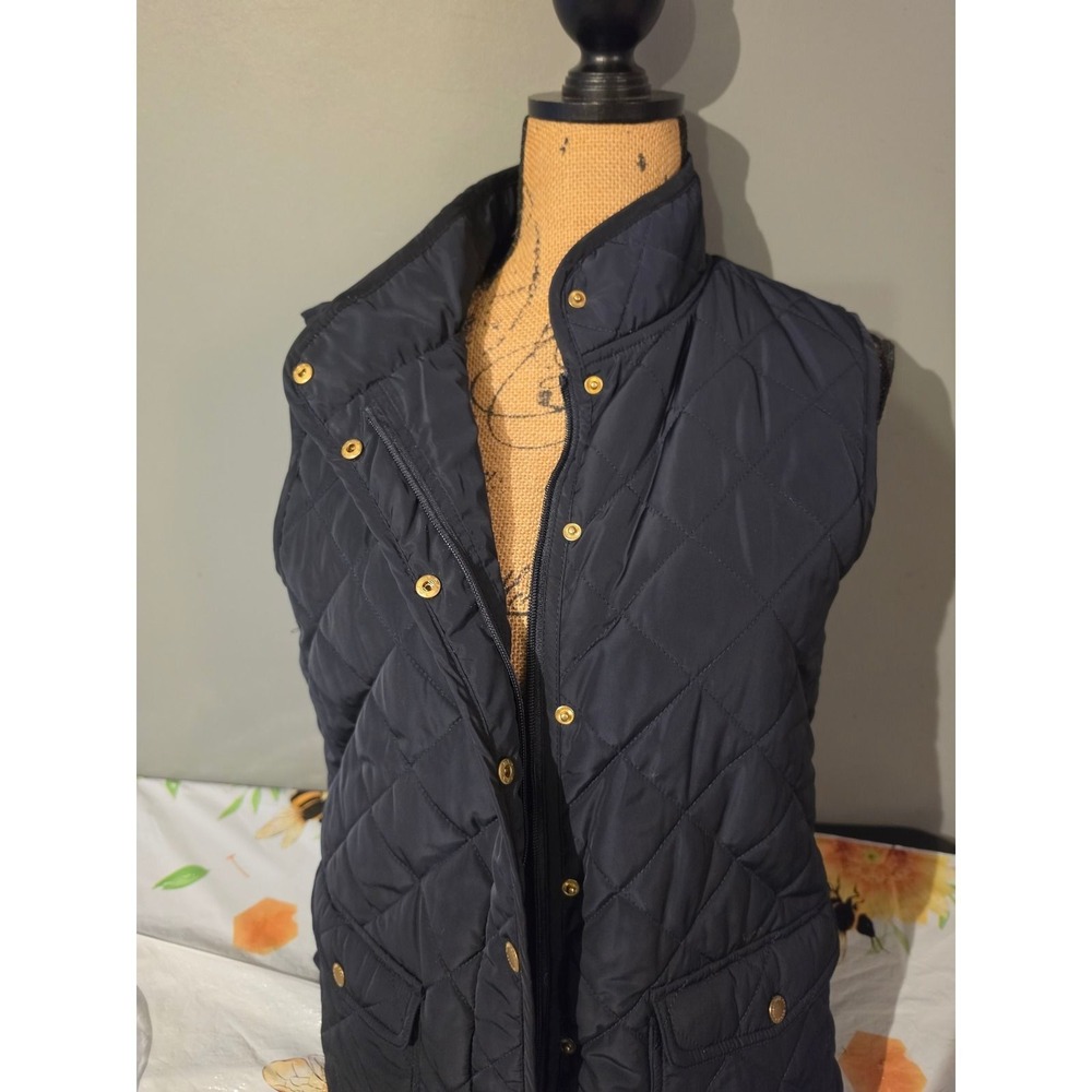 Cambridge Dry Goods Navy Blue Quilted Vest Gold Snaps Large NWT - Picture 2 of 7